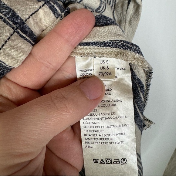 We The Free Summer Breeze Striped Linen Blend Shirt Size Small - Picture 5 of 7